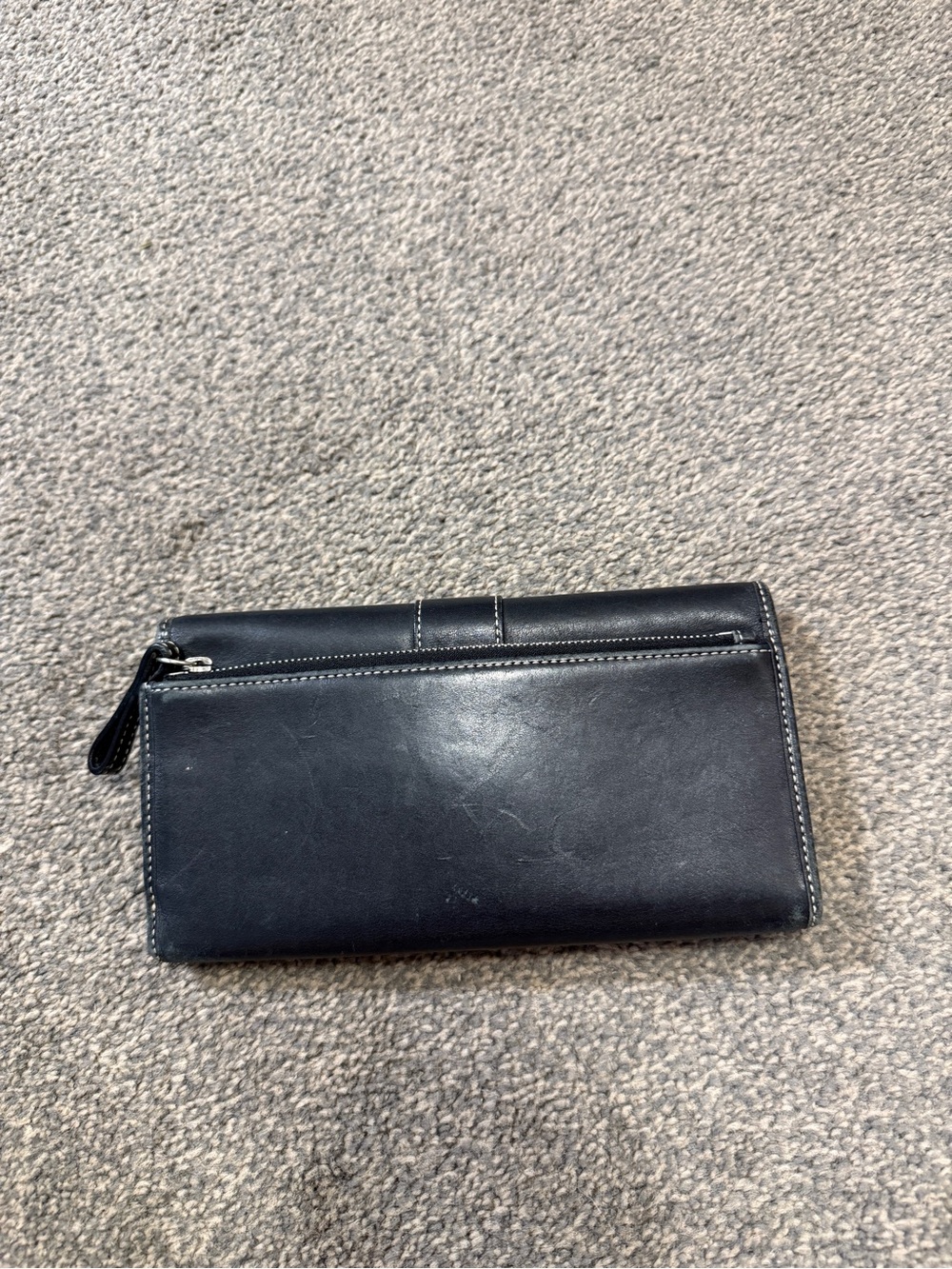 Vintage Coach Signature Black Leather Slim Trifold Long Wallet - Picture 2 of 5
